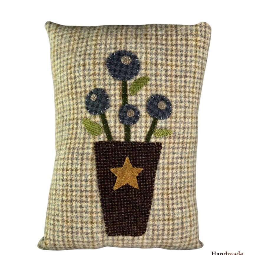 Pot Of Flowers Wool Pillow