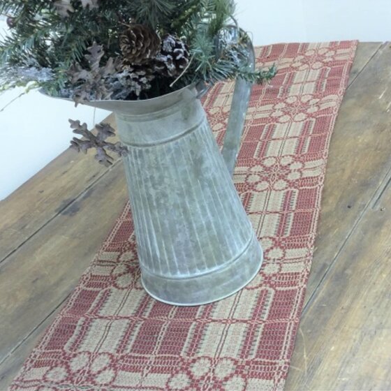 Yorktown Weave Cranberry Tan Green Table Square - 34"