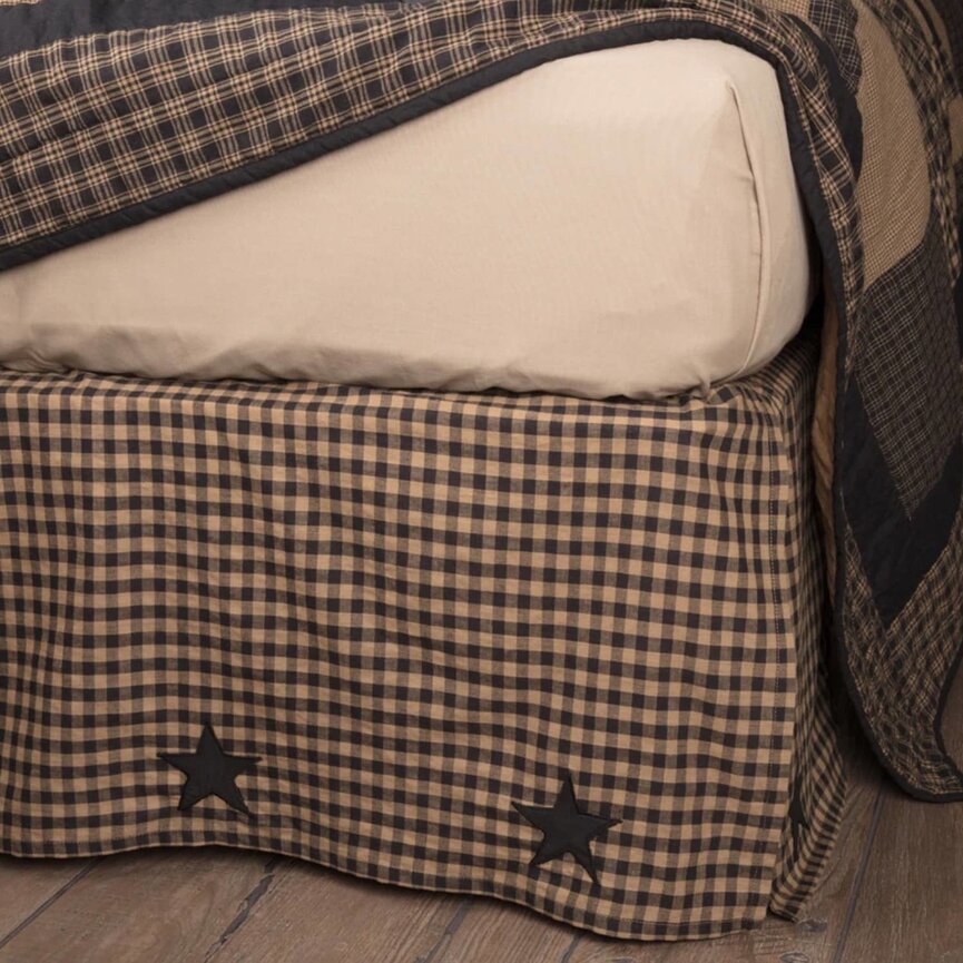 Black Check Star Bed Skirt