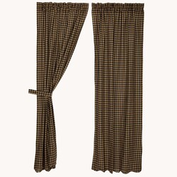 Black Check Lined Scalloped Long Panel Set of 2