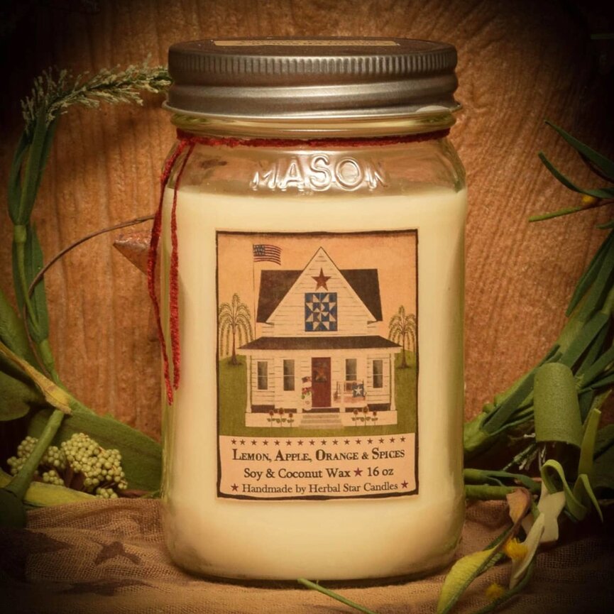 Country Gathering, Lemon, Apple, Orange & Spices Soy Jar Candle - 16oz