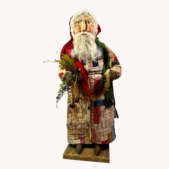 Primitive Santa in Multi Color Quilt Robe - 24"