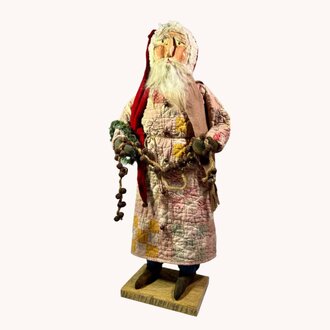 Rusty Bells Santa in Quilt Robe - 24"