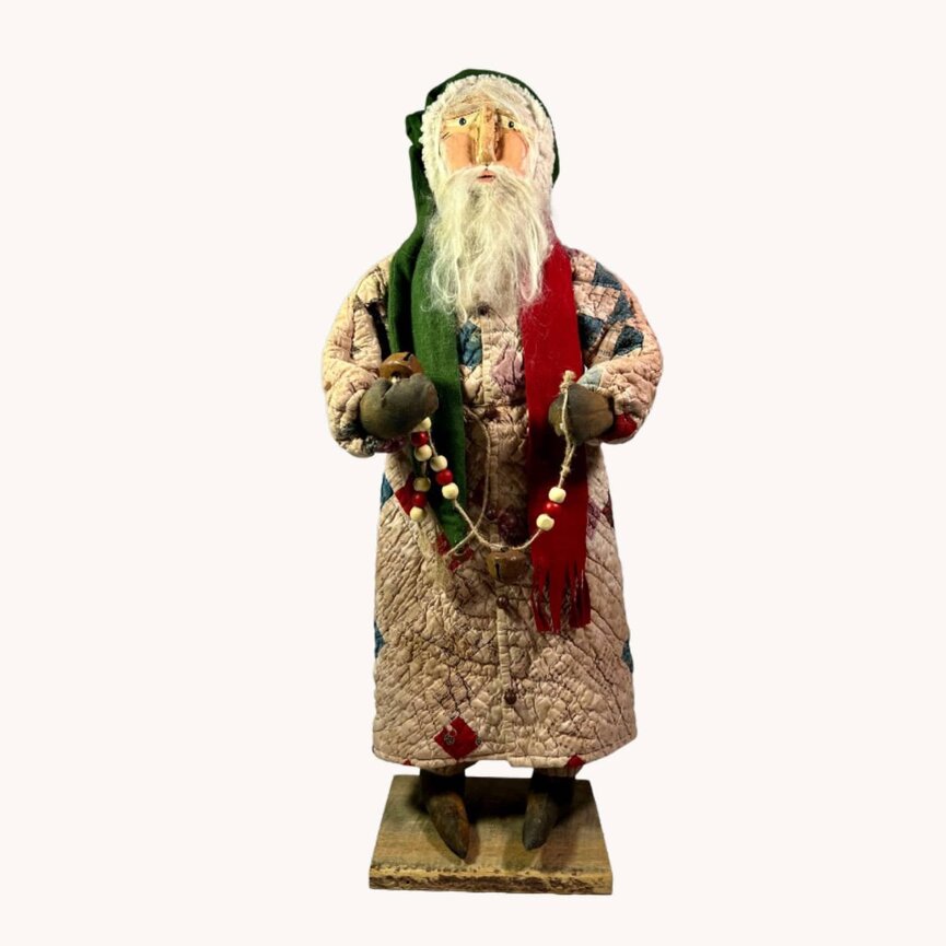 Old Time Quilt Santa Holding Beads - 24"