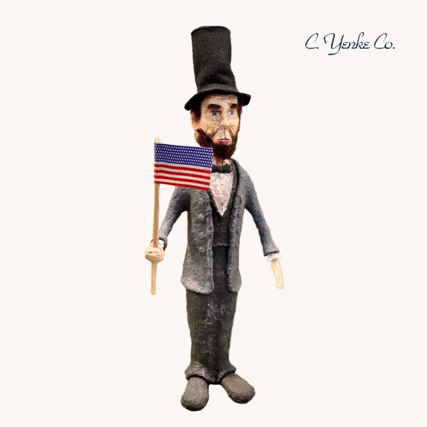 Primitive Handmade Abe Lincoln - 14"
