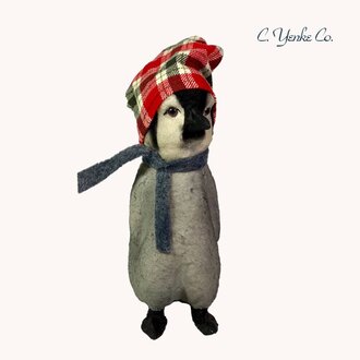Penguin in Red Plaid Hat - 7"