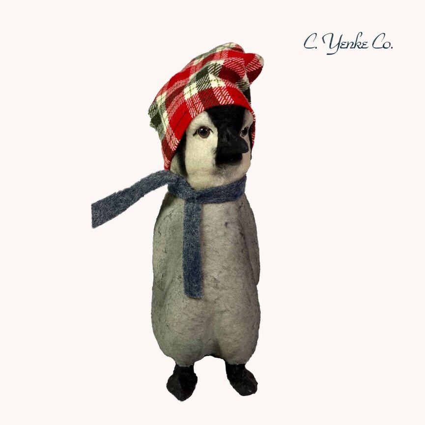 Penguin w/Red Plaid Hat - 7"