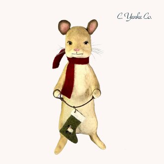 Christmas Mouse with Stocking Figurine - 6"
