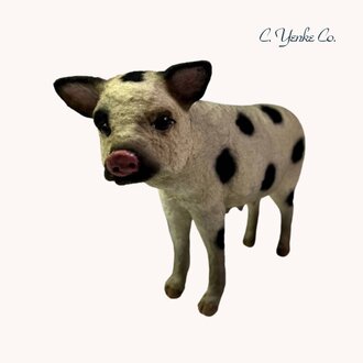 Spotted Black & White Pig White Standing - 6"
