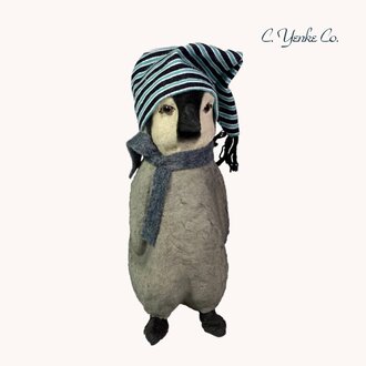 Penguin with Blue Striped Hat - 7"