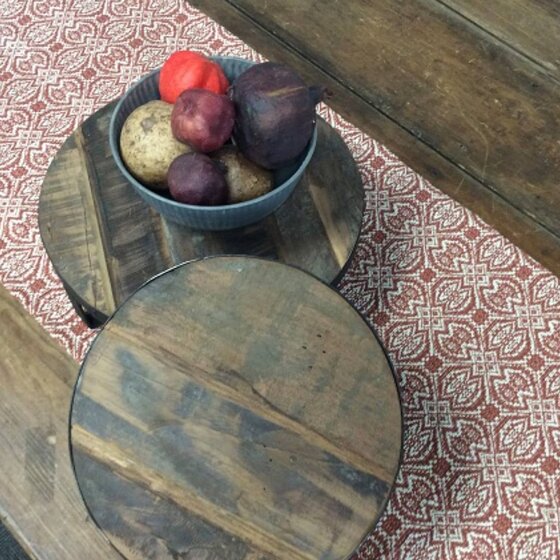 Pebble Brook Pumpkin over Cream Table Square - 34"