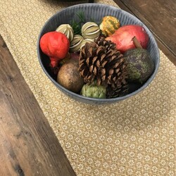 Cherry Blossom Mustard Cream Short Runner - 14" x 32"