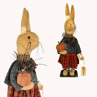 Mildred the Fall Rabbit Doll Holding Pumpkin