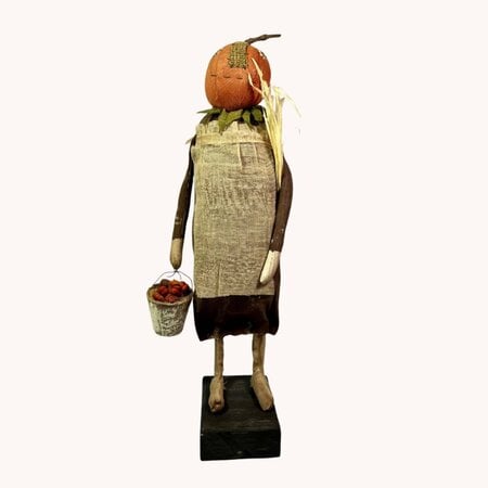 Pumpkin Girl with Apron Holding Bucket - 20" T