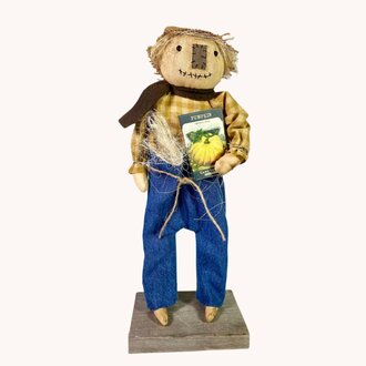 Scarecrow Mustard Checked Shirt with Pumpkin - 15""