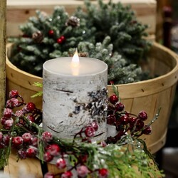 LED Birch Battery Operated Pillar Candle Timered - 5"