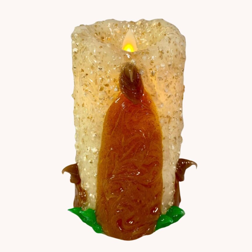 Pumpkin Patch Large Moving Flame Pillar Candle - 3x6