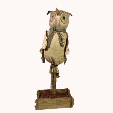 Primitive Owl on Stand/Wooden Base