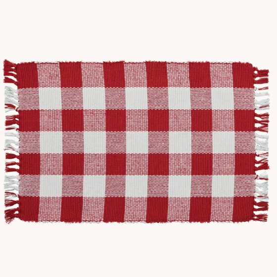 Wicklow Check Red & Cream Yarn Placemat