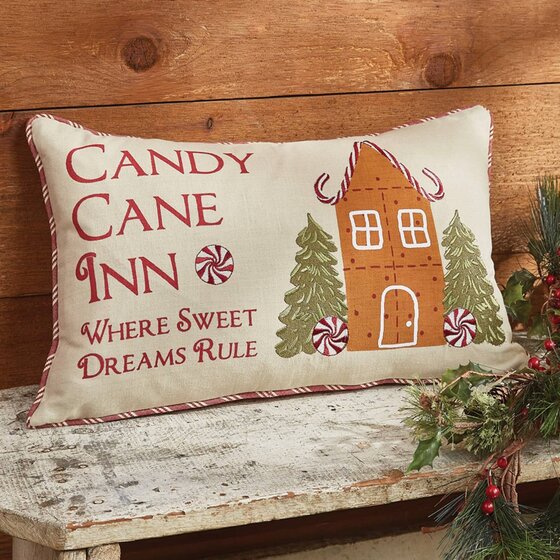 Christmas Memories Candy Cane Inn Pillow