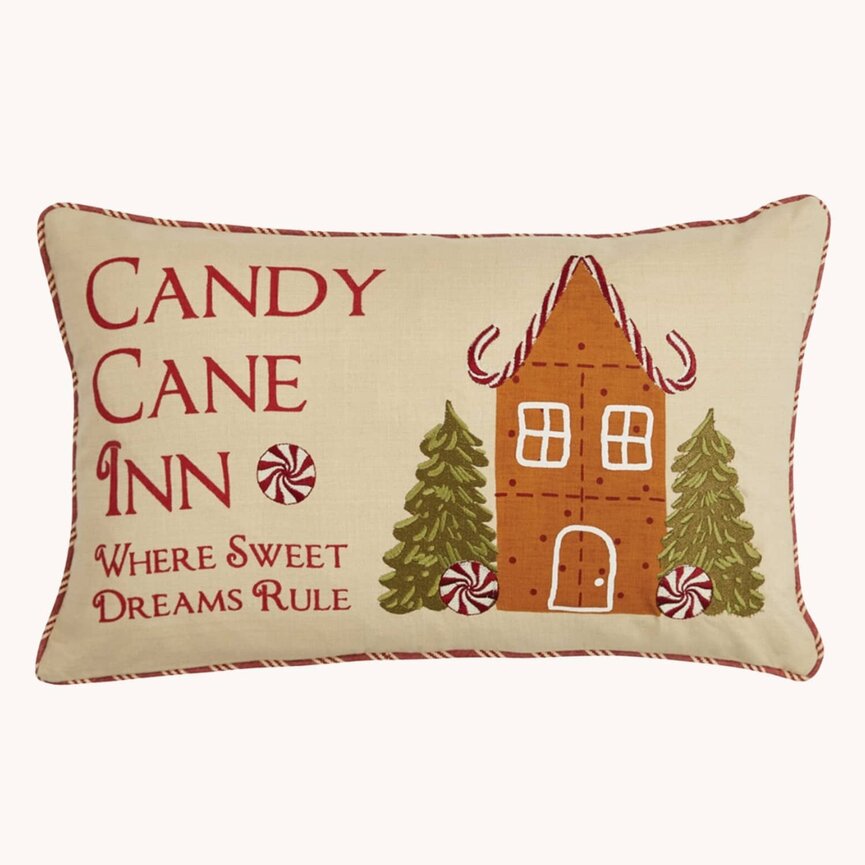 Christmas Memories Candy Cane Inn Pillow - 12 x20