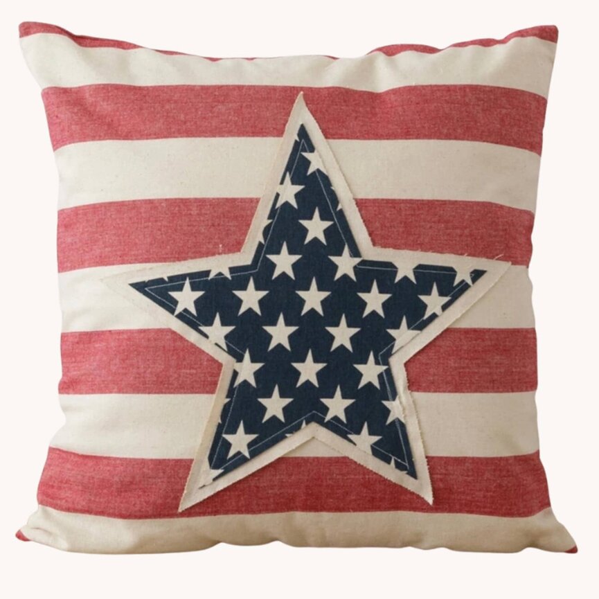 Star Patch & Stripes Pillow - 18"