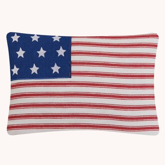Red Ticking Star with Stripes Pillow