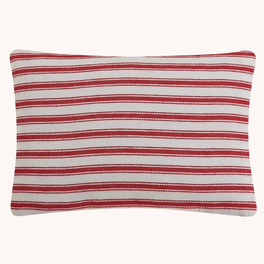 Red Ticking Star with Stripes Pillow - 8x12
