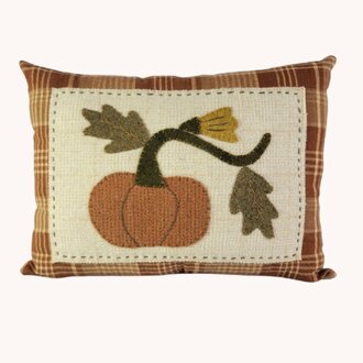 Pillow Pumpkin Vine Wool Applique