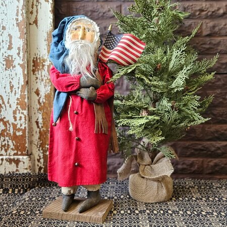 Americana Santa in Red Coat with Flag - 24"