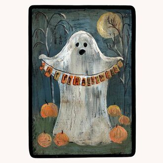 Happy Halloween Ghost Hand Painted Board