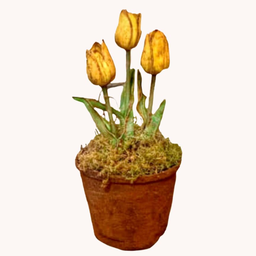 Primitive Yellow Tulip Pot