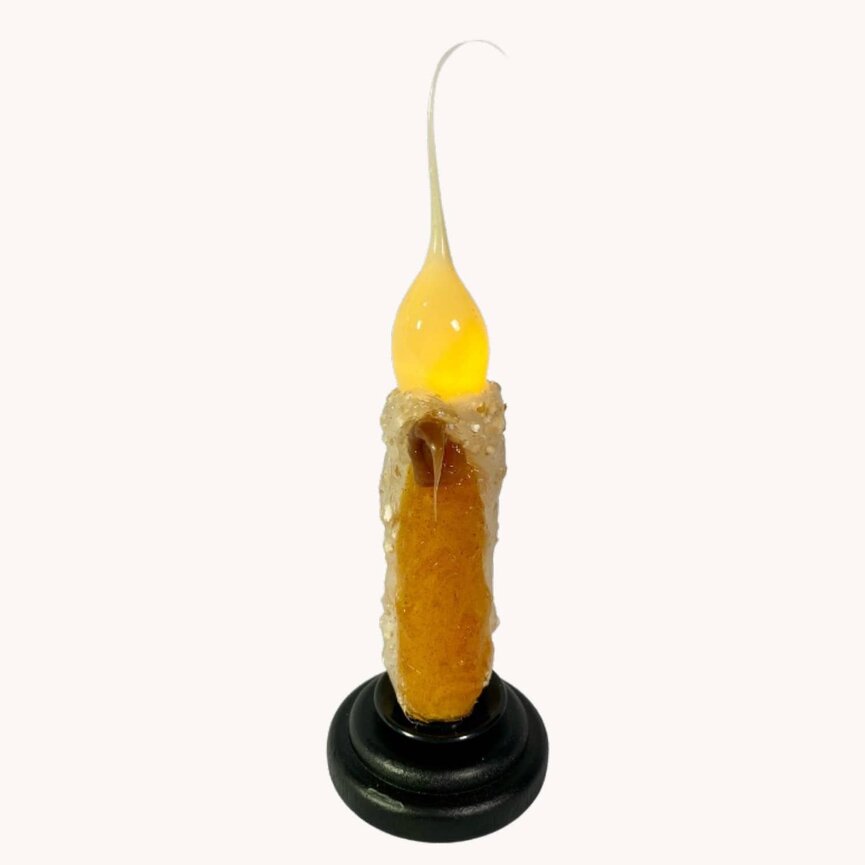 Pumpkin Patch Taper Candle on Wood Base - 7"