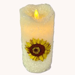 Sunflower Moving Flame Pillar - 3x6