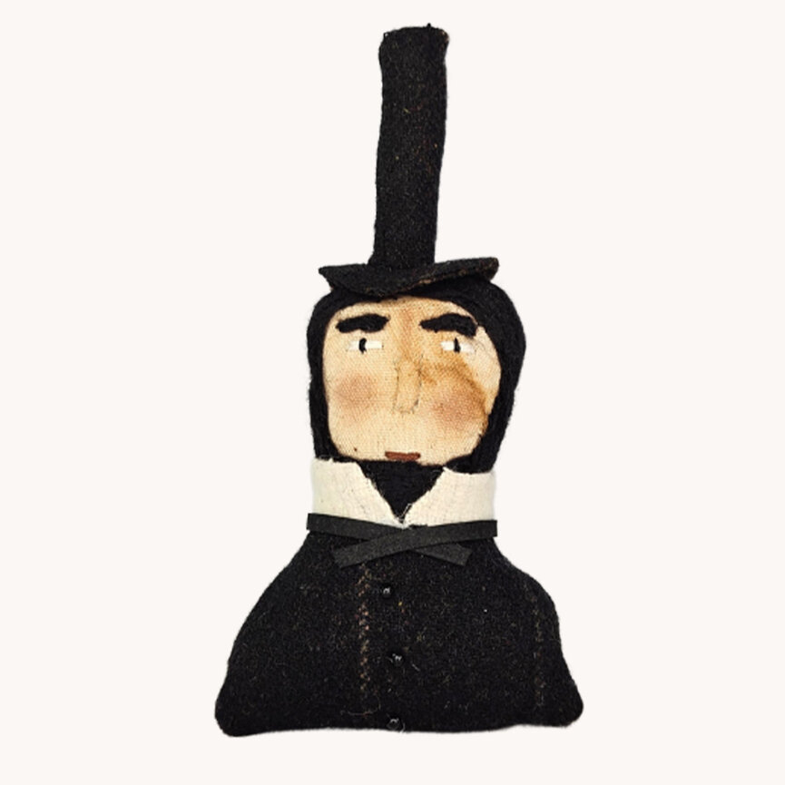 Abe Lincoln Ornament Tall Black Top Hat - 8"