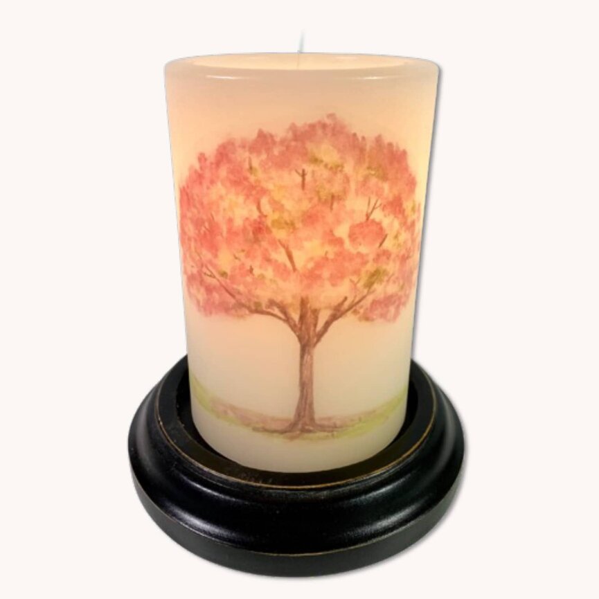 Watercolor Seasonal Trees Spring Candle Sleeve - Vanilla