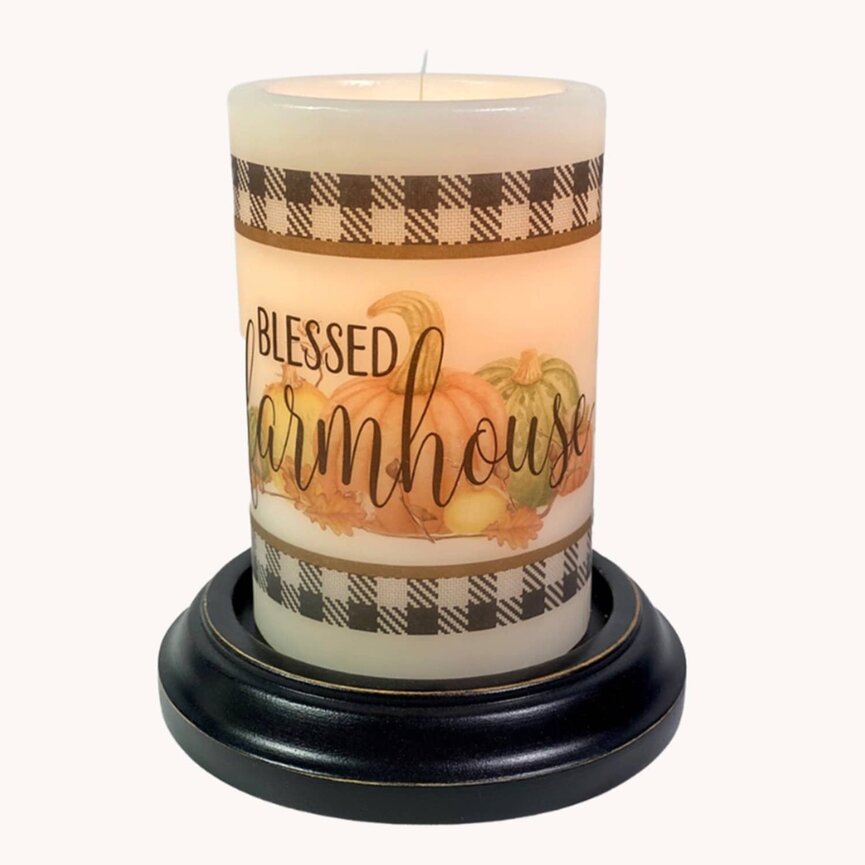 Fall Harvest Blessed Farmhouse Candle Sleeve