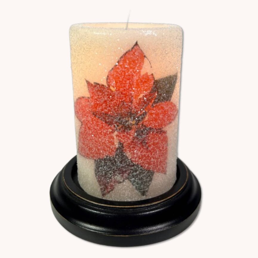 Modern Watercolor Poinsettias Candle Sleeve