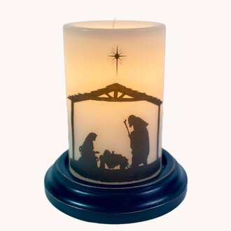 Vintage Vanilla Nativity Jesus Candle Sleeve