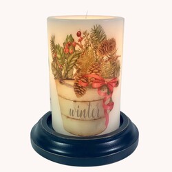 Winter Bucket Greens Candle Sleeve