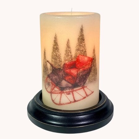 Winter Snowy Sled Candle Sleeve - Antique Vanilla