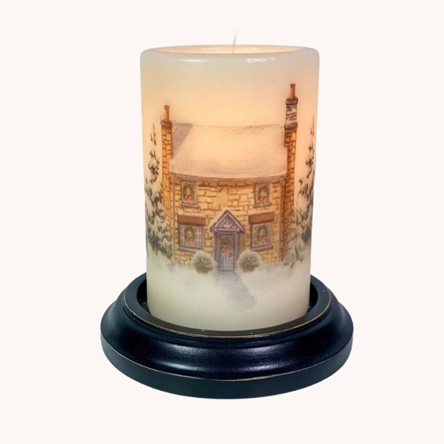 Winter Stone House Candle Sleeve - Antique Vanilla