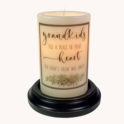 Grandkids Fill Heart Candle Sleeve Vanilla