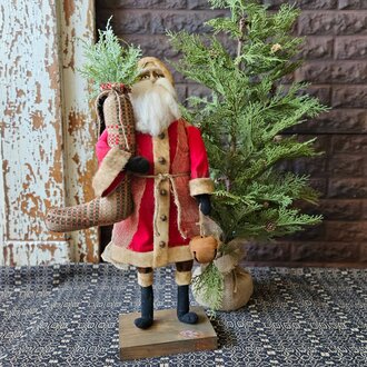 Primitive Santa with Stocking & Rusty Bell