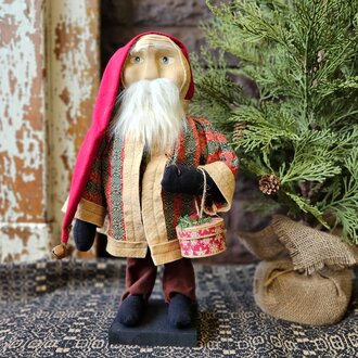 Santa in Coverlet Jacket Holding Pantry Box - 17"