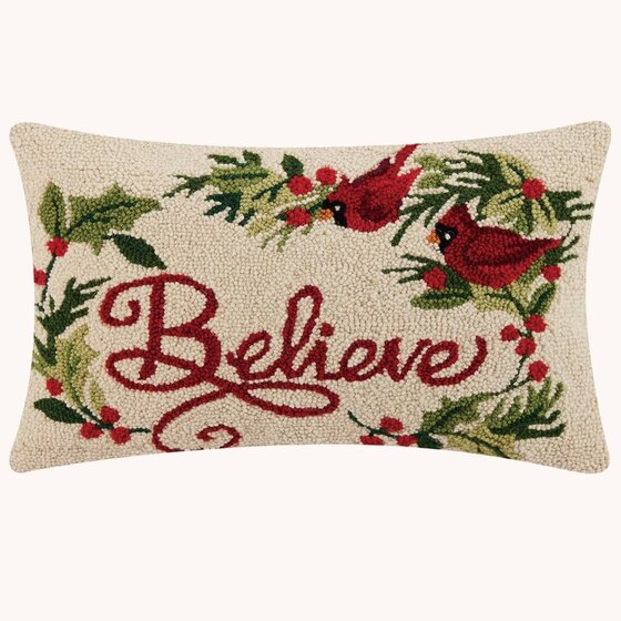 Believe Cardinals Hooked Pillow