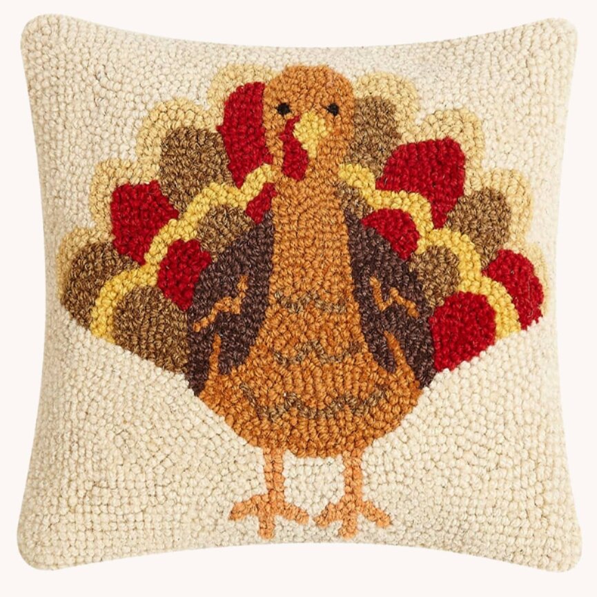 Turkey Hooked Pillow - 10x10