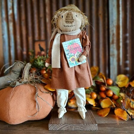 Scarecrow Lady in Burnt Orange Dress - 15"