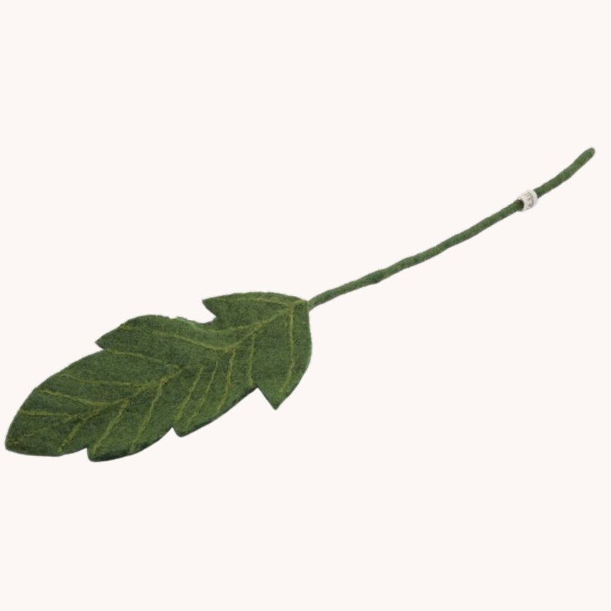 Wool Felt Big Green Leaf Branch - 17.75"