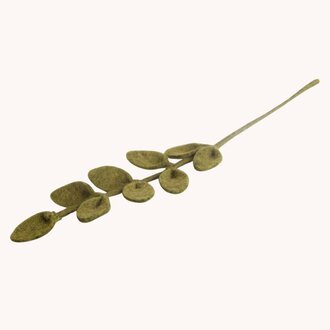 Wool Felt Leaf Branch, Sharp Green - 12"